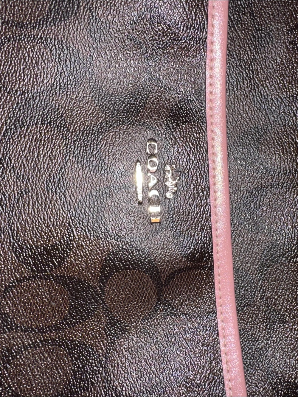 Coach Signature Brown Pink Trim Crossbody W/Adjustable Strap (Model F29210) - Picture 10 of 10
